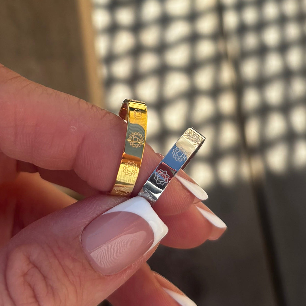 Mini Seven Chakra Ring – Adjustable Stainless Steel Chakra Ring