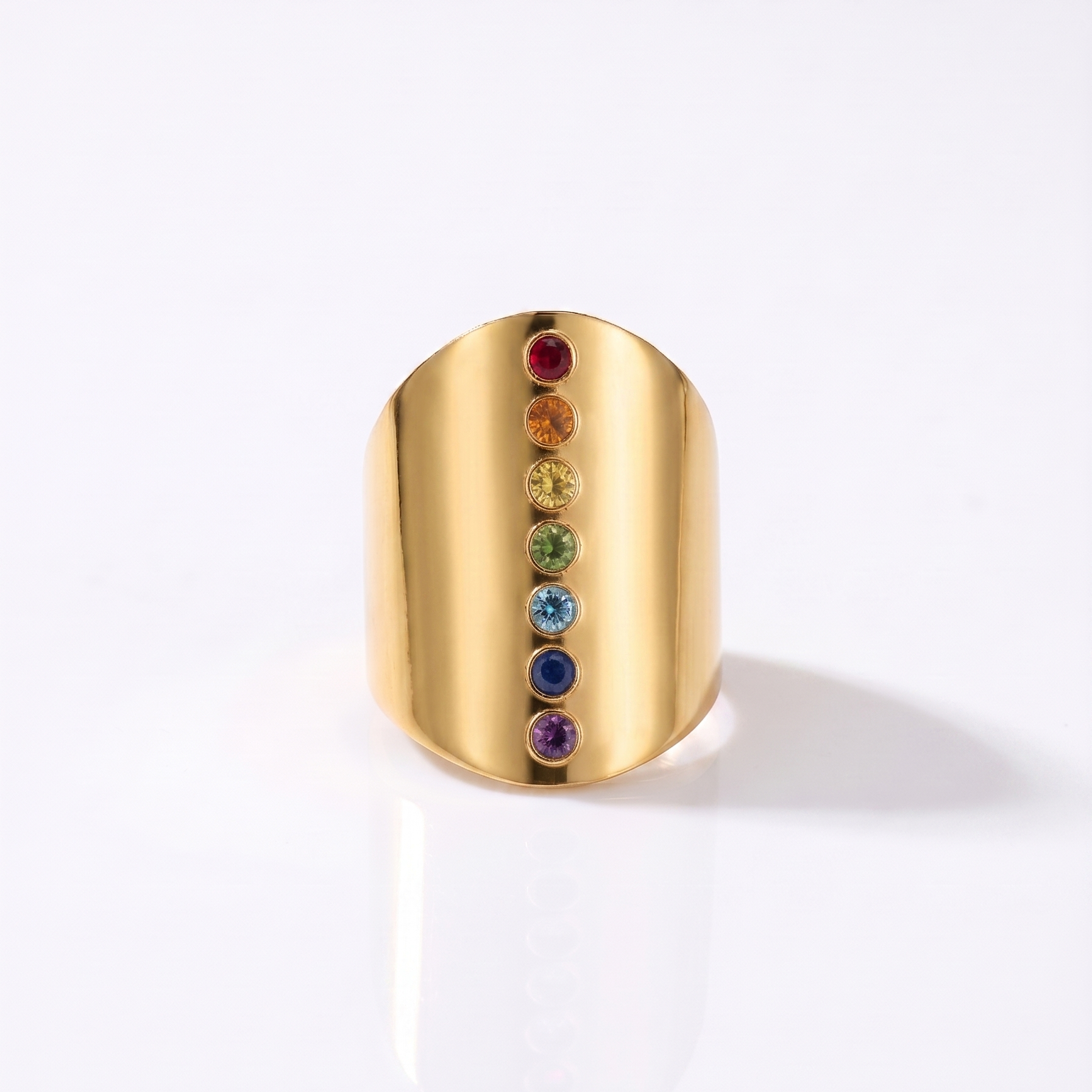Sundara boho ring med chakra stenar yggdrasil smycken guld