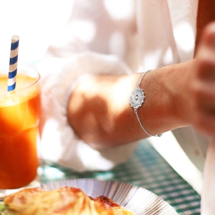 Mini Mandala boho armband i stål Yggdrasil smycken