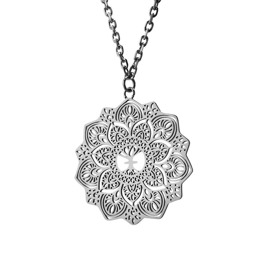 Mandala-Halskette aus Edelstahl 316L mit feinem Mandala-Anhänger – 45 cm oder 75 cm