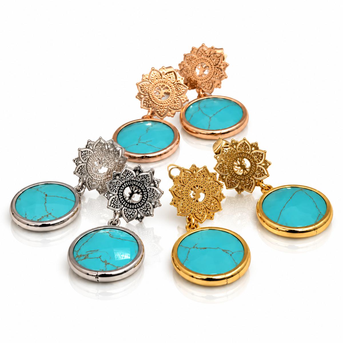 Mini Mandala & Turquoise Hangoorbellen