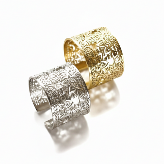 Yggdrasil by sweden guld och silver mandala ring