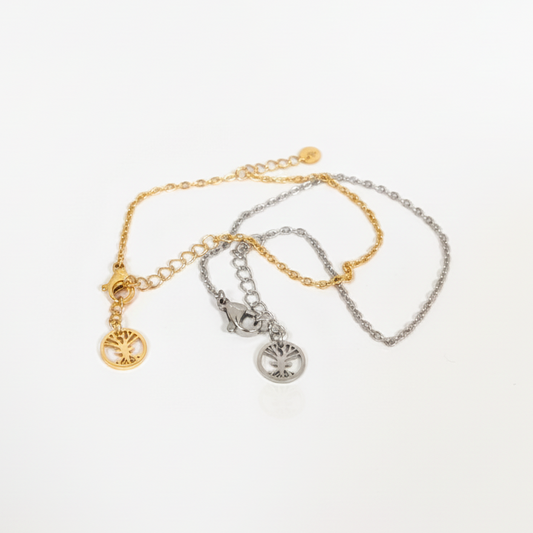 Yggdrasil smycken mini kedjearmband stål guld