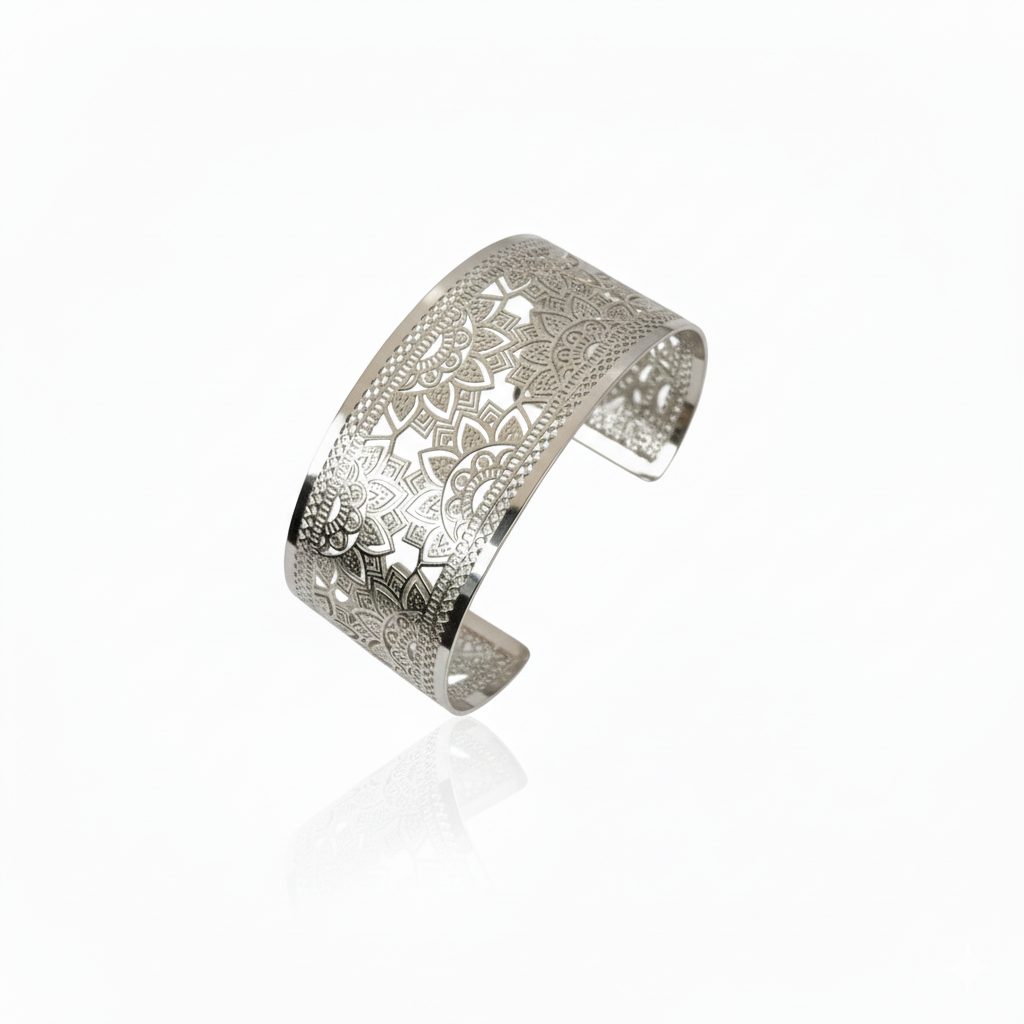 Bangle cuff armband i silver boho Yggdrasil by Sweden smycken