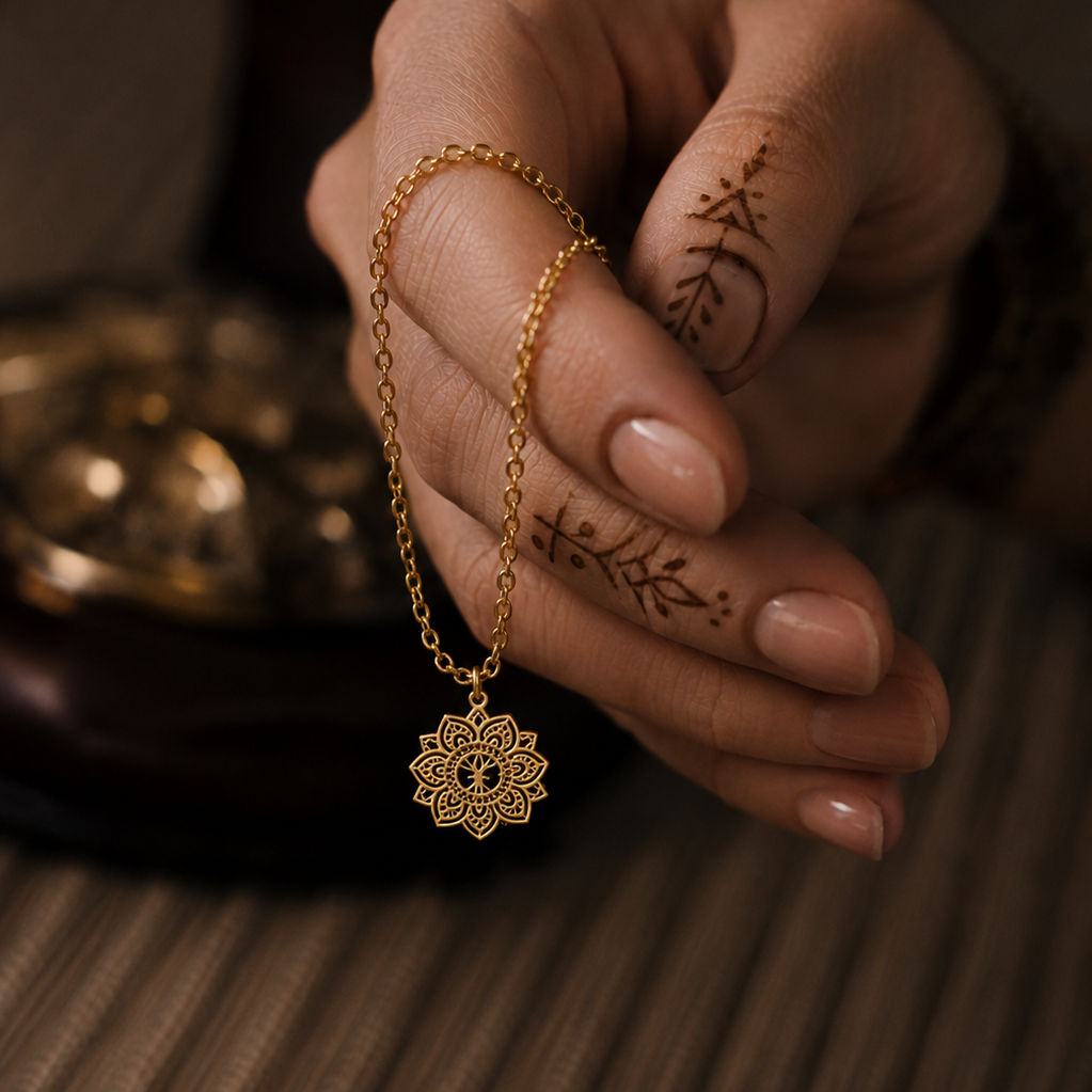 yggdrasil smycken boho mandala halsband kort