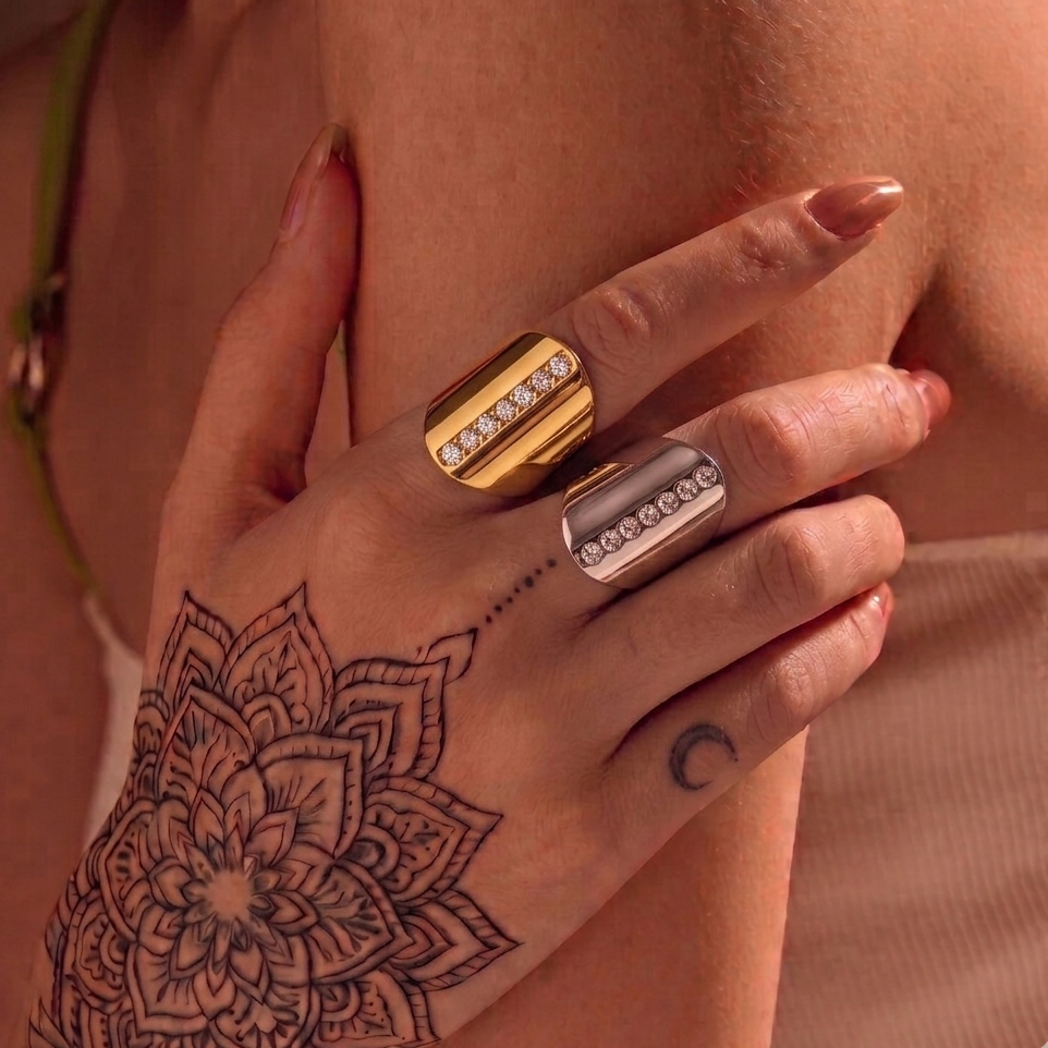 Sundara ringar bohemiska smycken yggdrasil med strass
