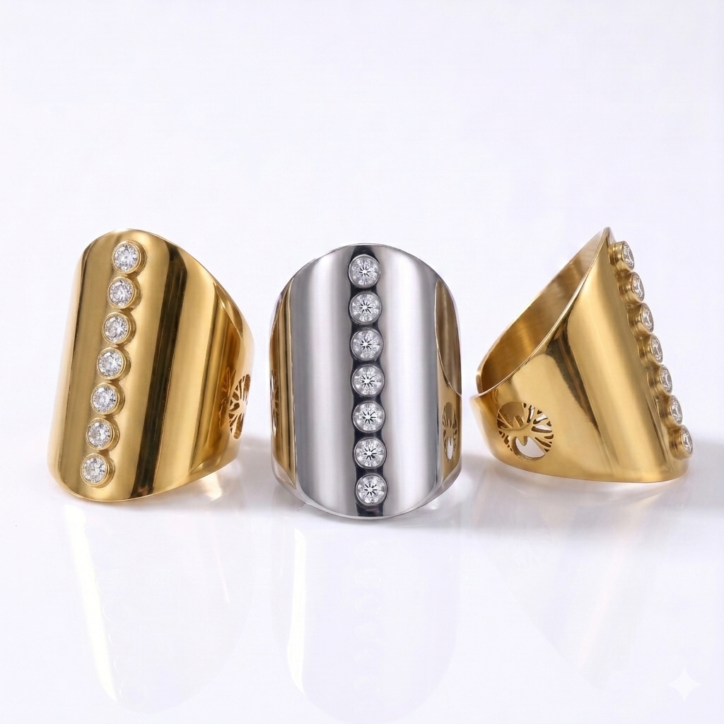Sundara boho ring med zirconia diamanter stenar yggdrasil smycken guld och silver