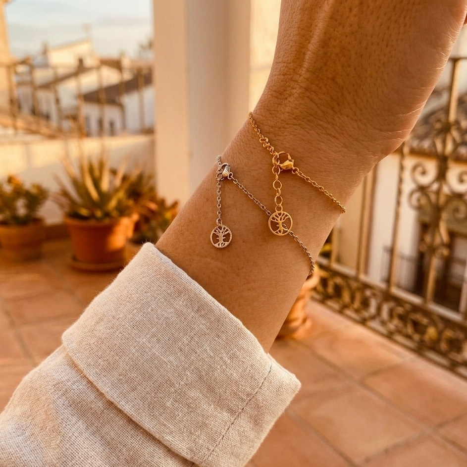 Mini ankarkedja armband stål guld