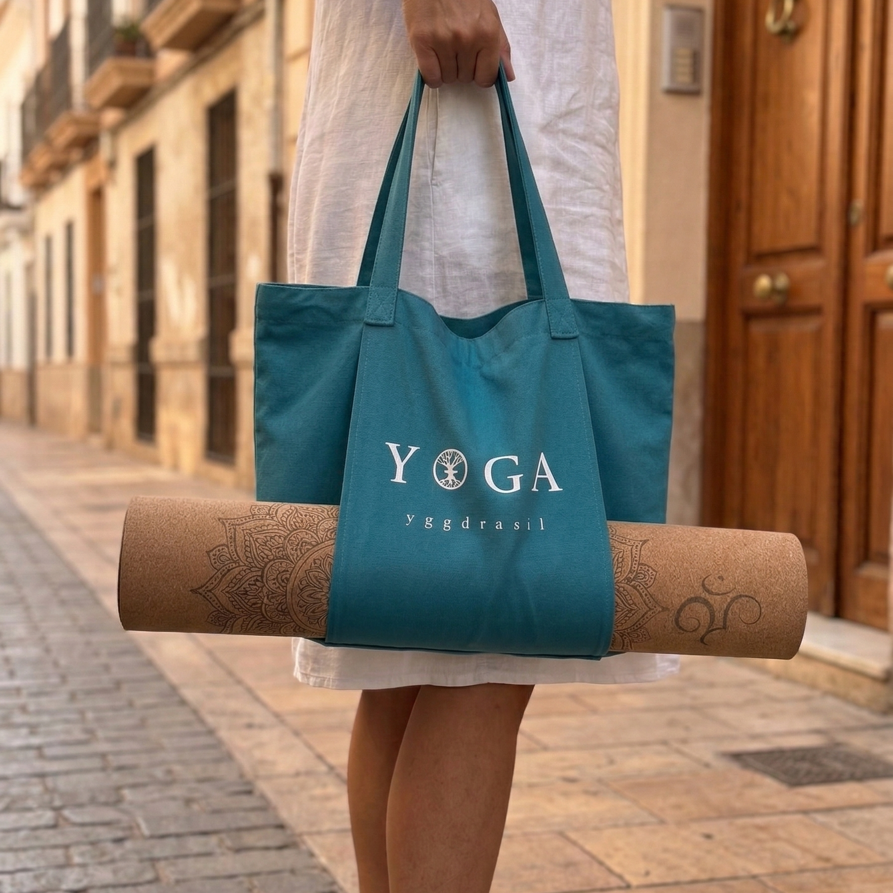 Yogaväska för yogamatta i turkos - yggdrasil by sweden