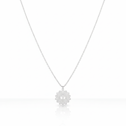 Petite Mandala Necklace, Steel & Gold