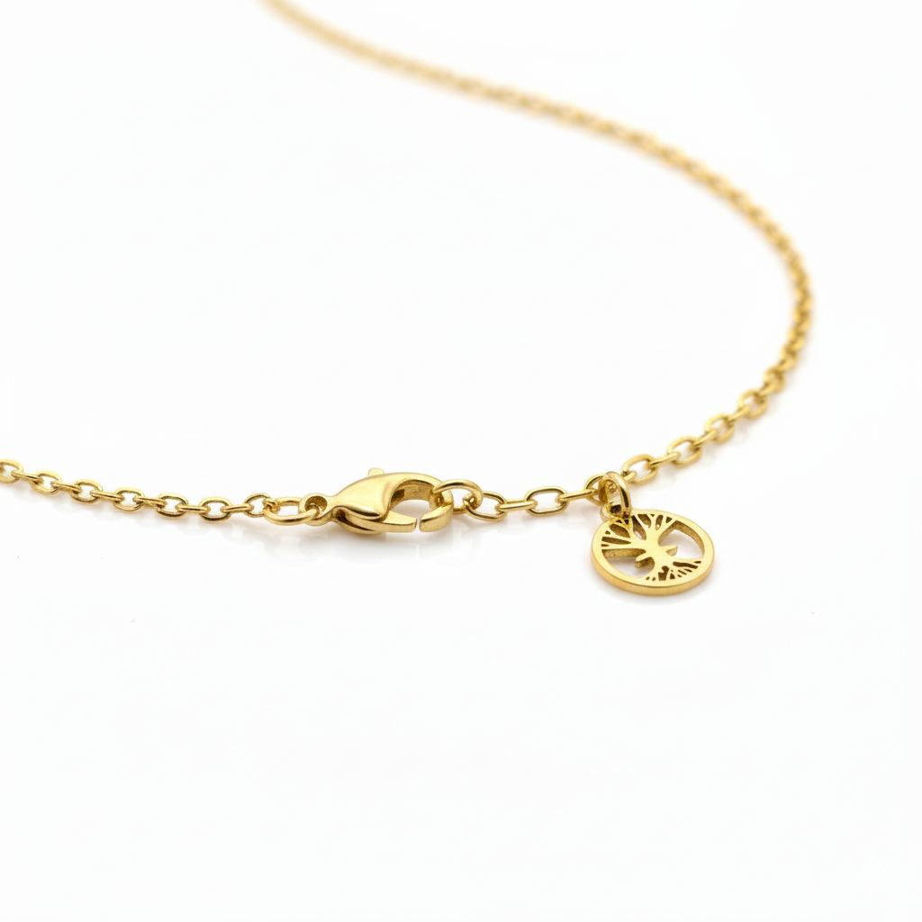 Petite Mandala Necklace, Steel & Gold