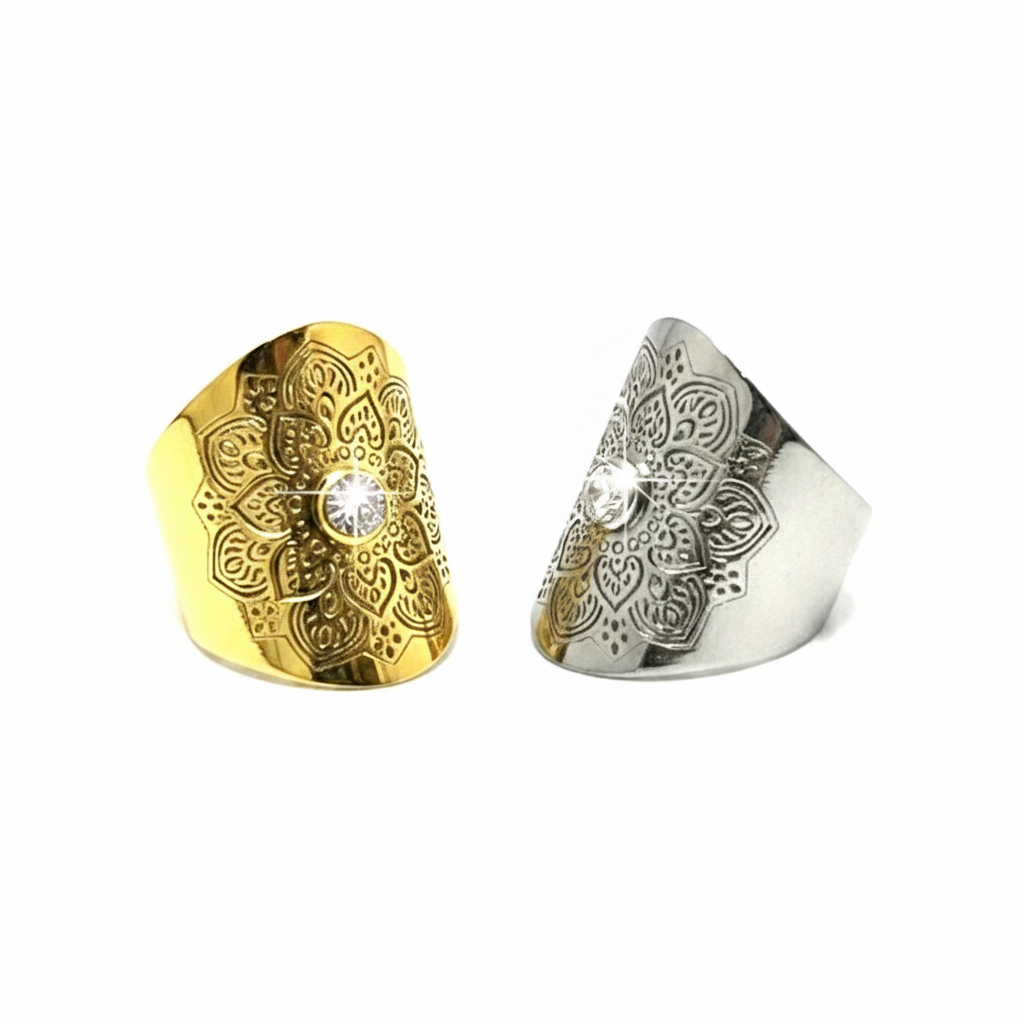 Boho ring mandala med strass Yggdrasil by Sweden