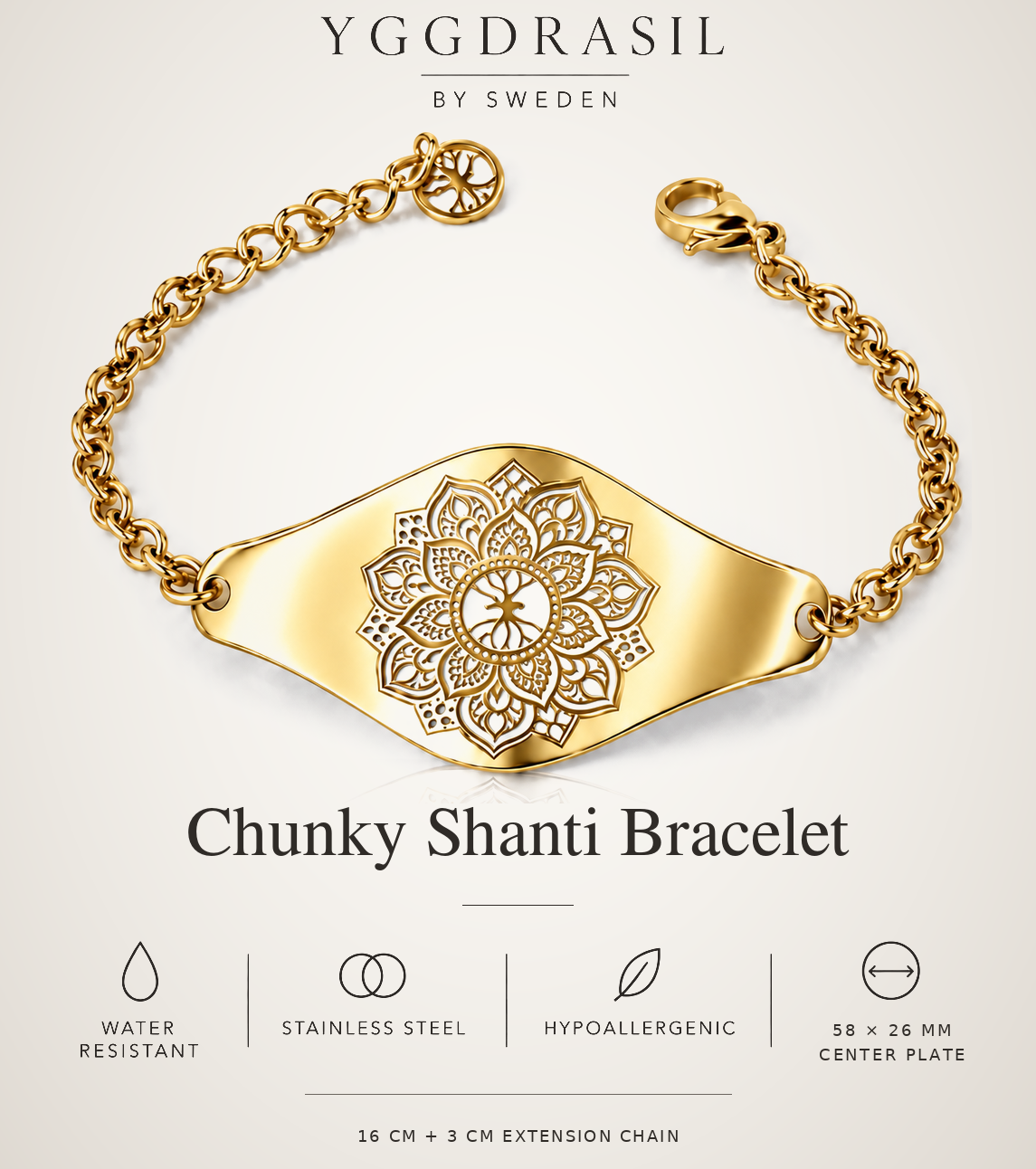 शान्ति Shanti Mandala Bracelet – Chunky chain Bracelet