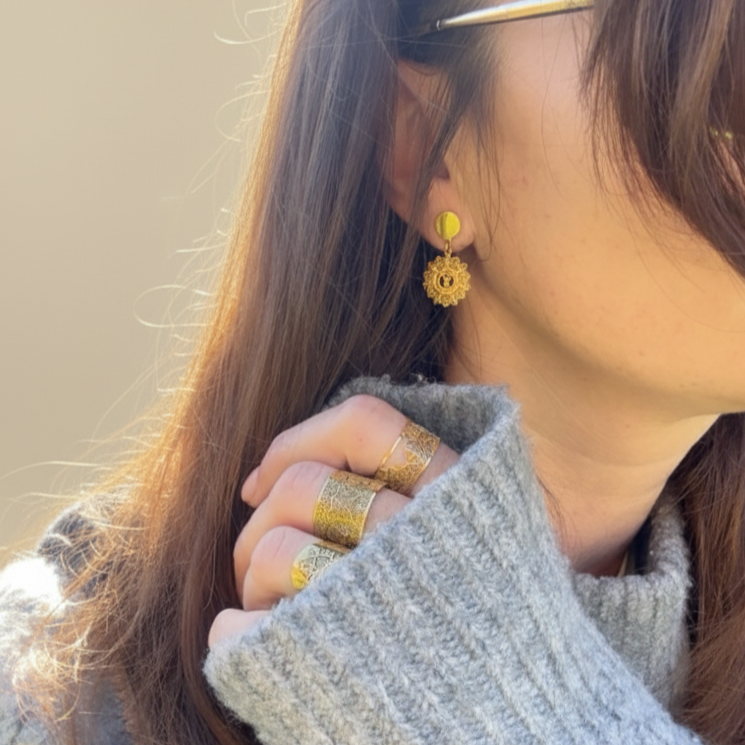 Yggdrasil by Sweden drop örhängen och ringar i guld