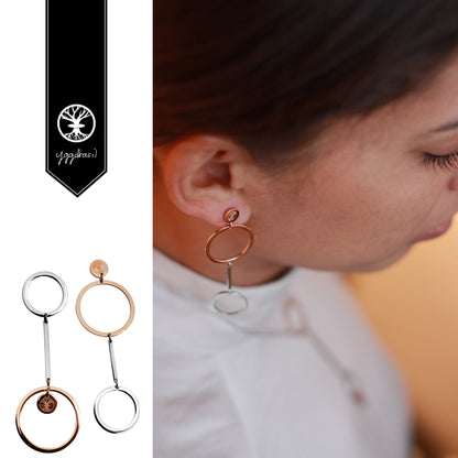 Yggdrasil by Sweden långa örhängen Be Unique ringar cirklar Earrings rosé / stål