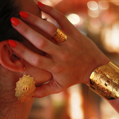 bangle, örhänge och ring - Mandala smycken från Yggdrasil by Sweden