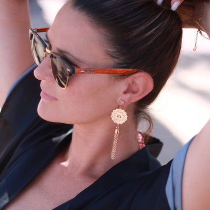 Yggdrasil long tassle earrings mandala, långa örhängen