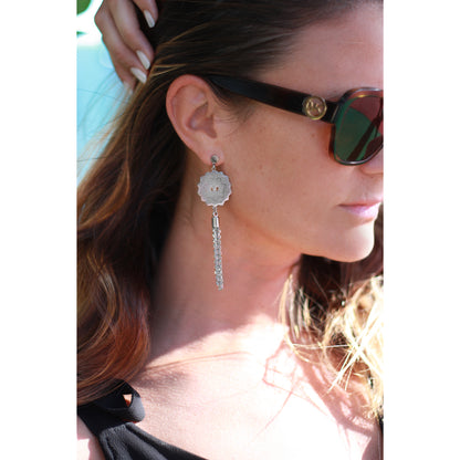 Yggdrasil long tassle earrings mandala, långa örhängen stål