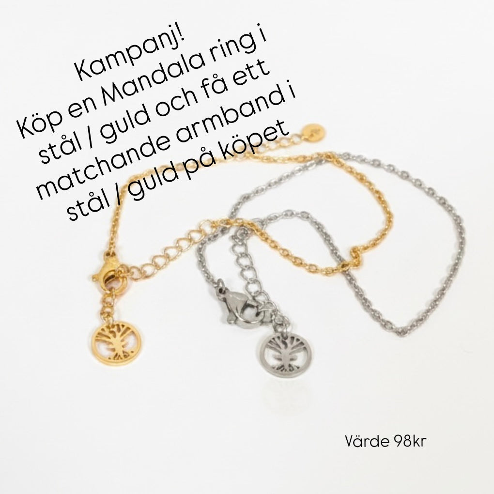 Mandala ring Gold - Adjustable size + free bracelet