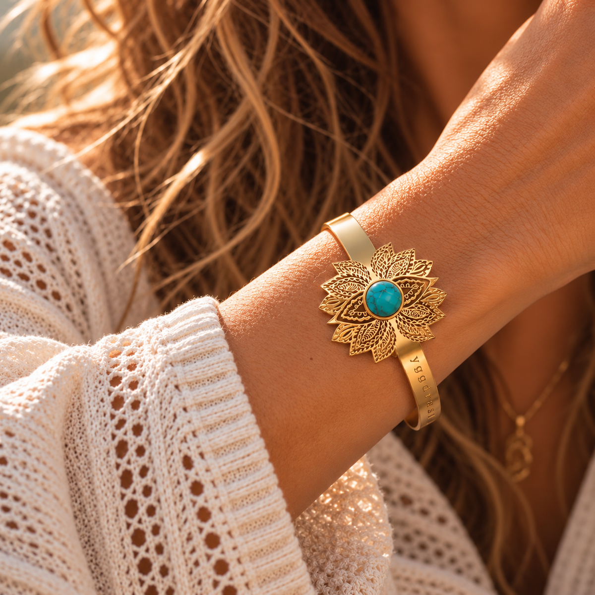 Turquoise Lotus Bangle