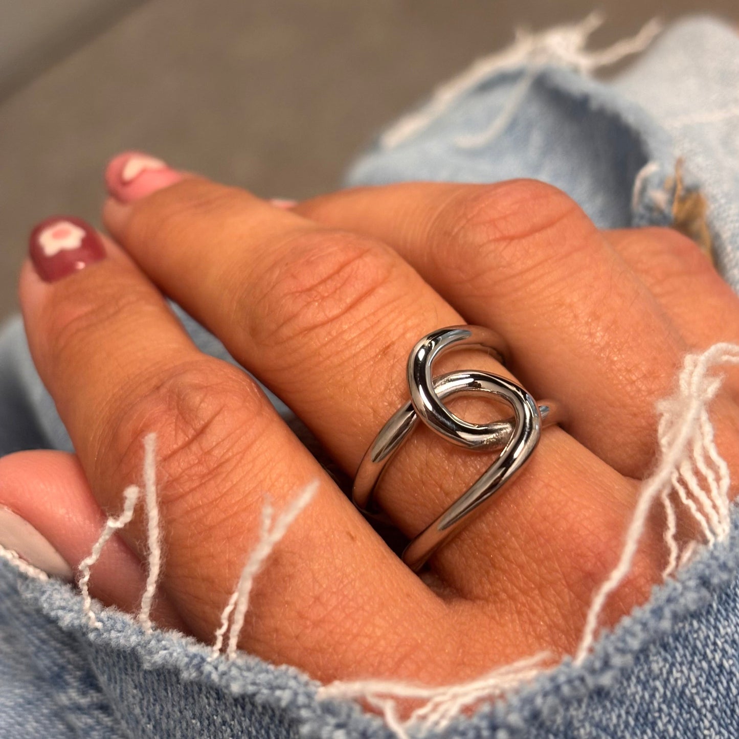 Ring, "arm-in-arm", rostfritt stål