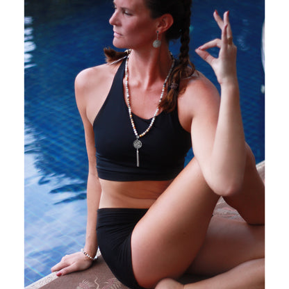 Svart Onyx Mala-halsband med Roséguld Mandala