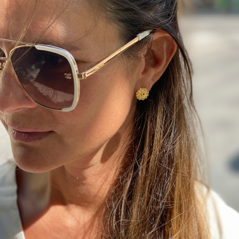 Yggdrasil smycken guld mandala stud örhänge