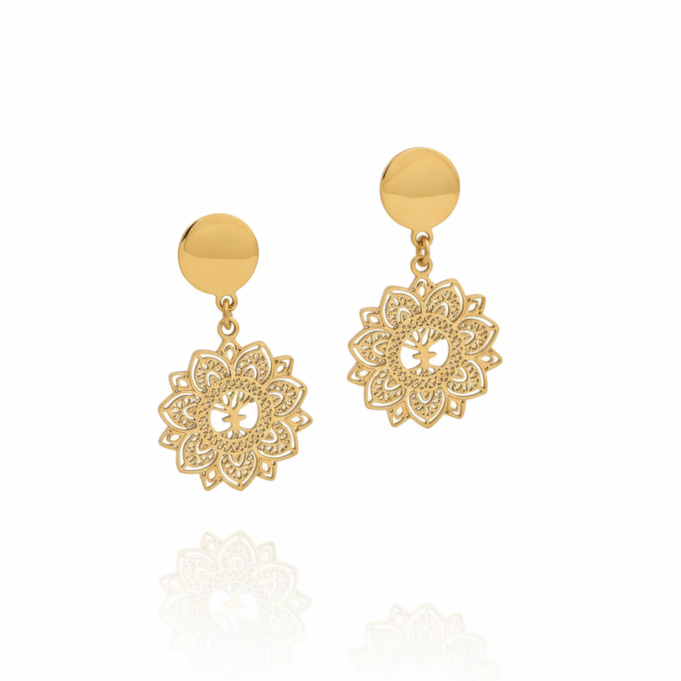 Yggdrasil by Sweden mini drop mandala earring smycken guld