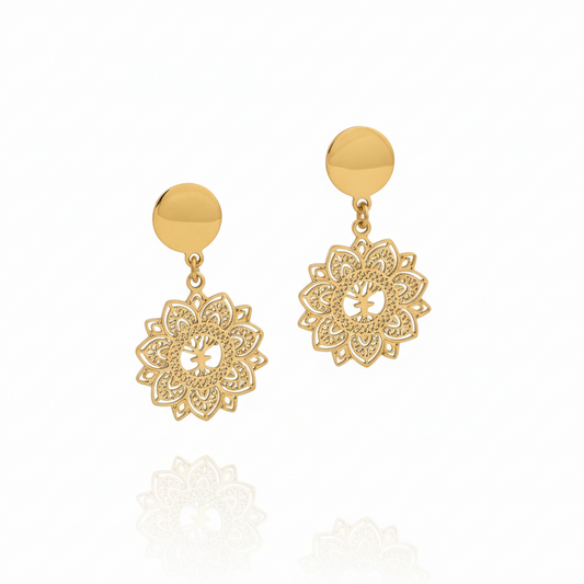 Yggdrasil by Sweden mini drop mandala earring smycken guld