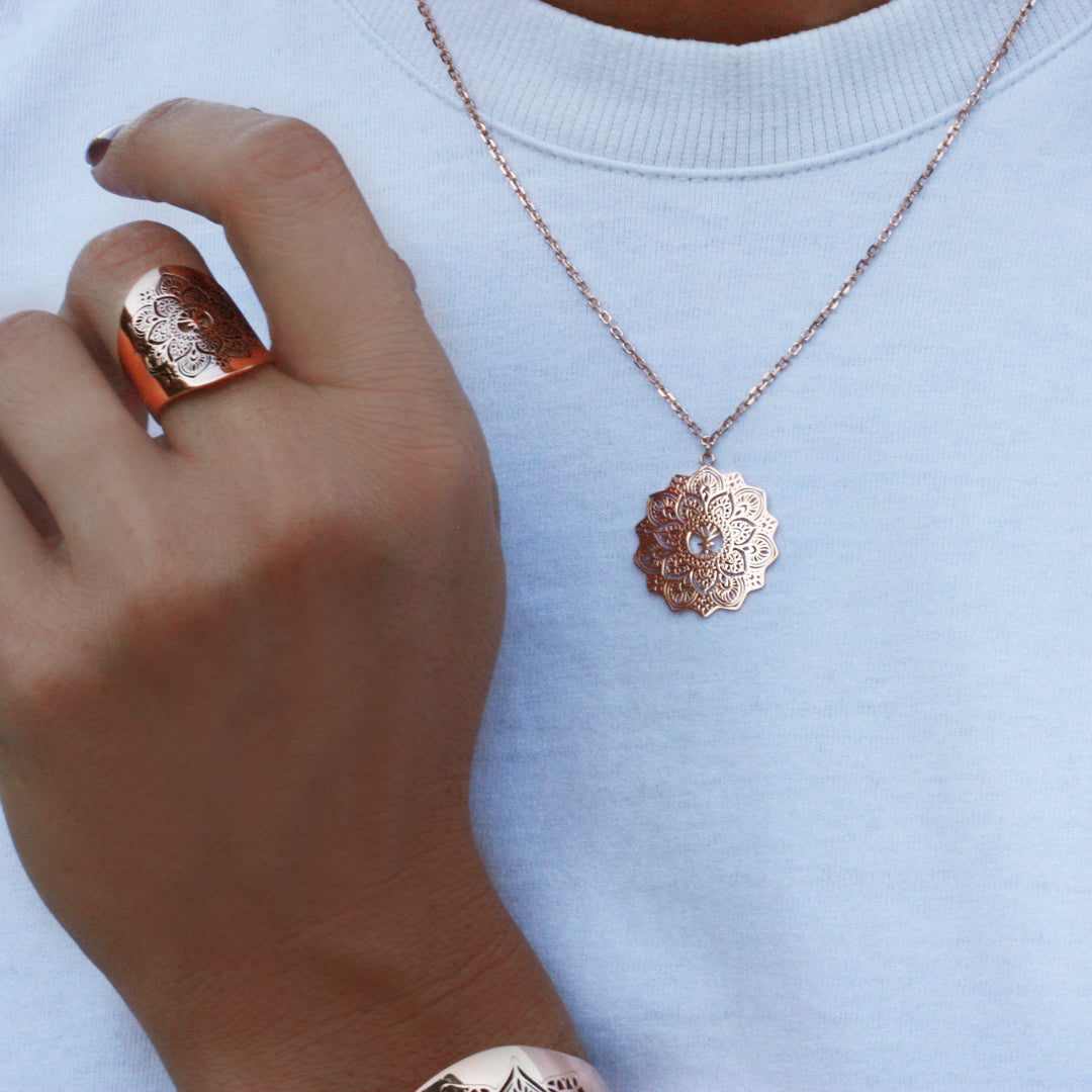 Mandala ring Gold - Adjustable size + free bracelet