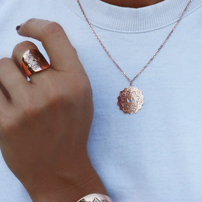 Mandala ring Gold - Adjustable size + free bracelet