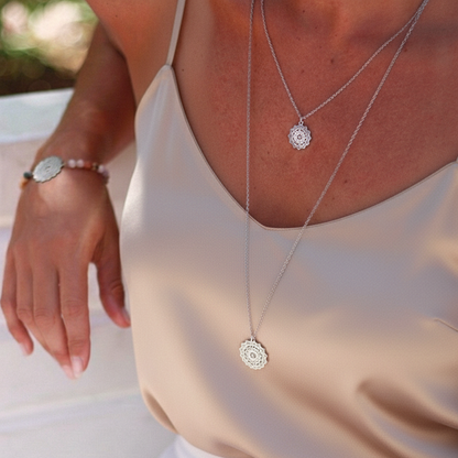 Yggrasil by sweden boho mandala kort halsband stål