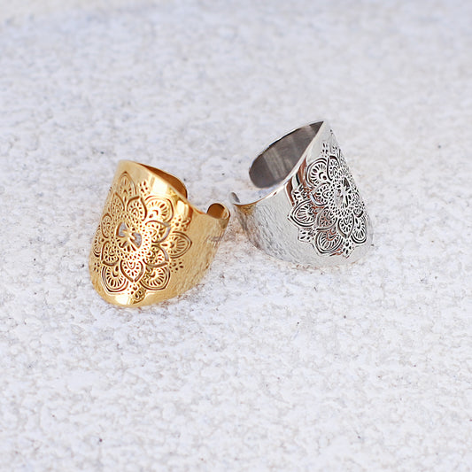 Allergivänlig ring i boho mandala design – tålig mot vatten & missfärgning Yggdrasil