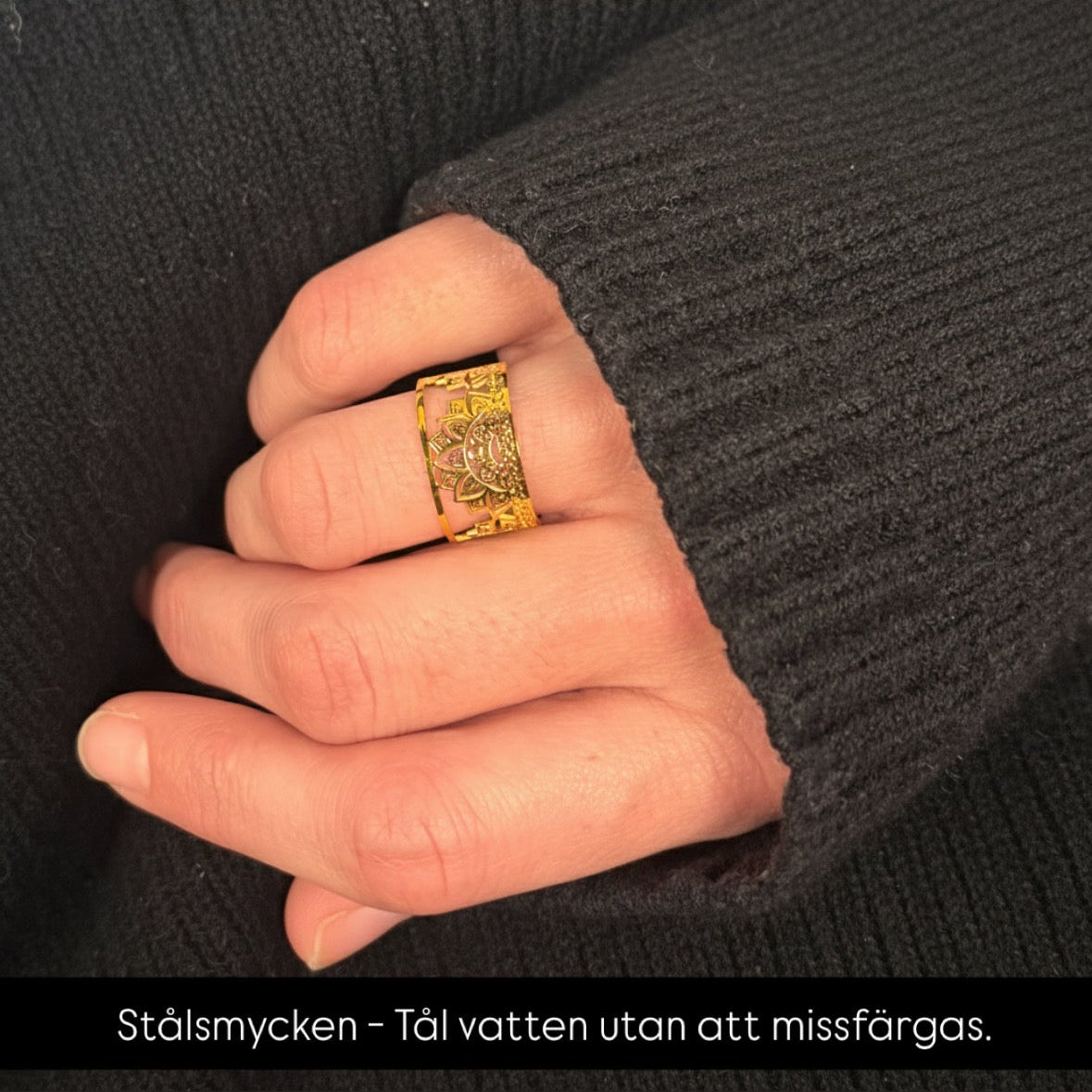 Yggdrasil smycken sunset mandala ring guld