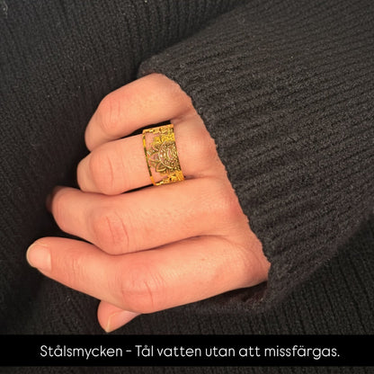 Yggdrasil smycken sunset mandala ring guld