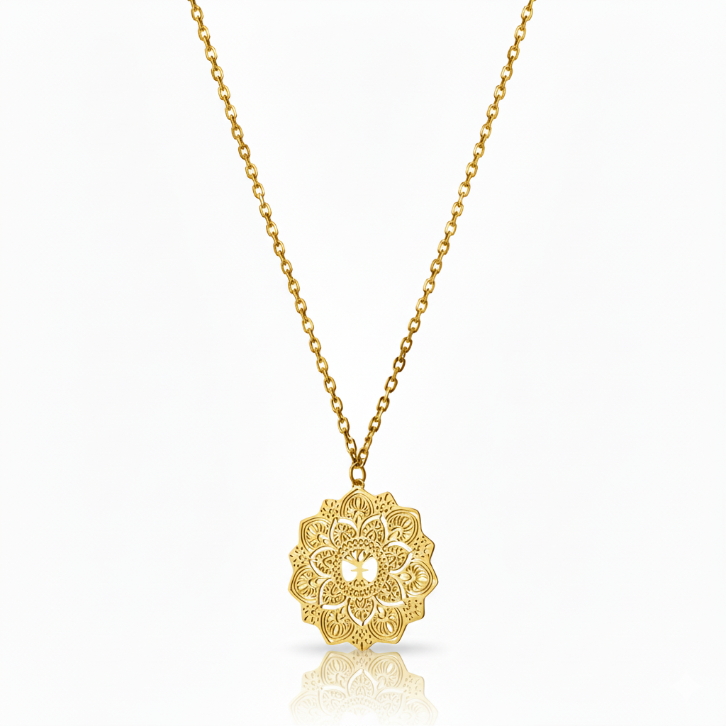 Yggdrasil by sweden smycken mandala halsband i guld