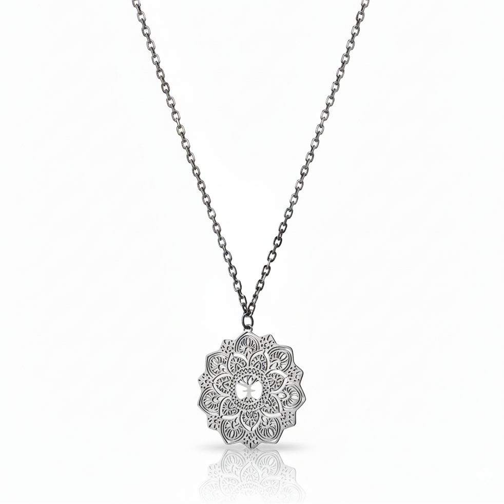 Yggdrasil smycken mandala halsband i silver