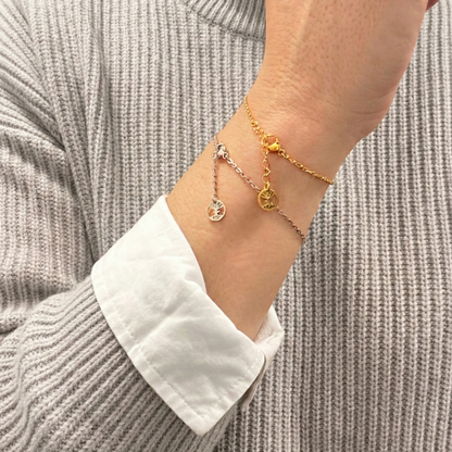 Yggdrasil smycken mini kedjearmband stål guld