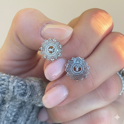 Yggdrasil smycken Mandala Stud örhängen stål