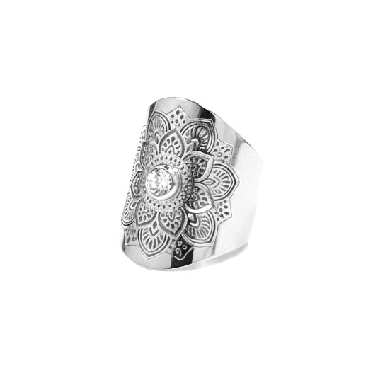 Yggdrasil by sweden mandala ring silver med strass