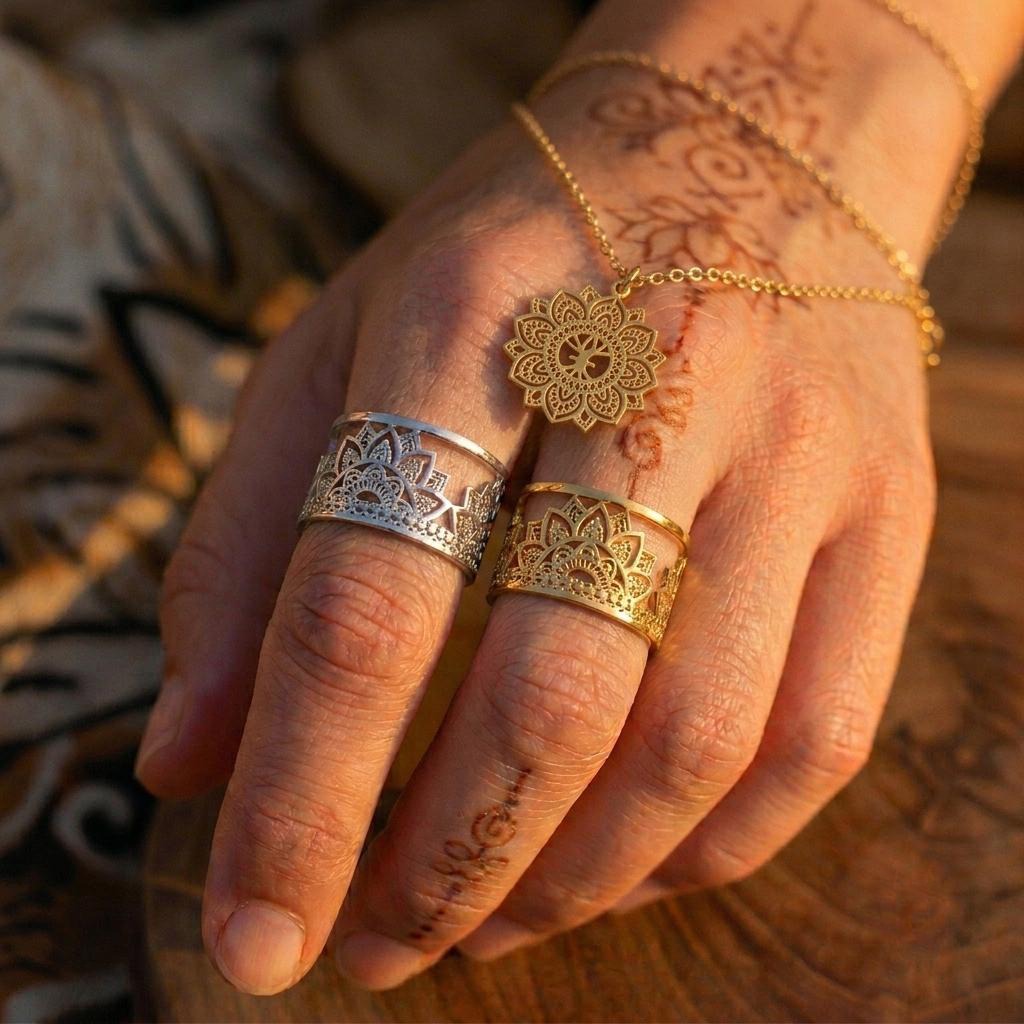 Bohemiska smycken yggdrasil yoga mandala halsband 