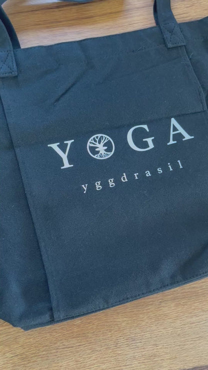 yoga tote bag black cotton