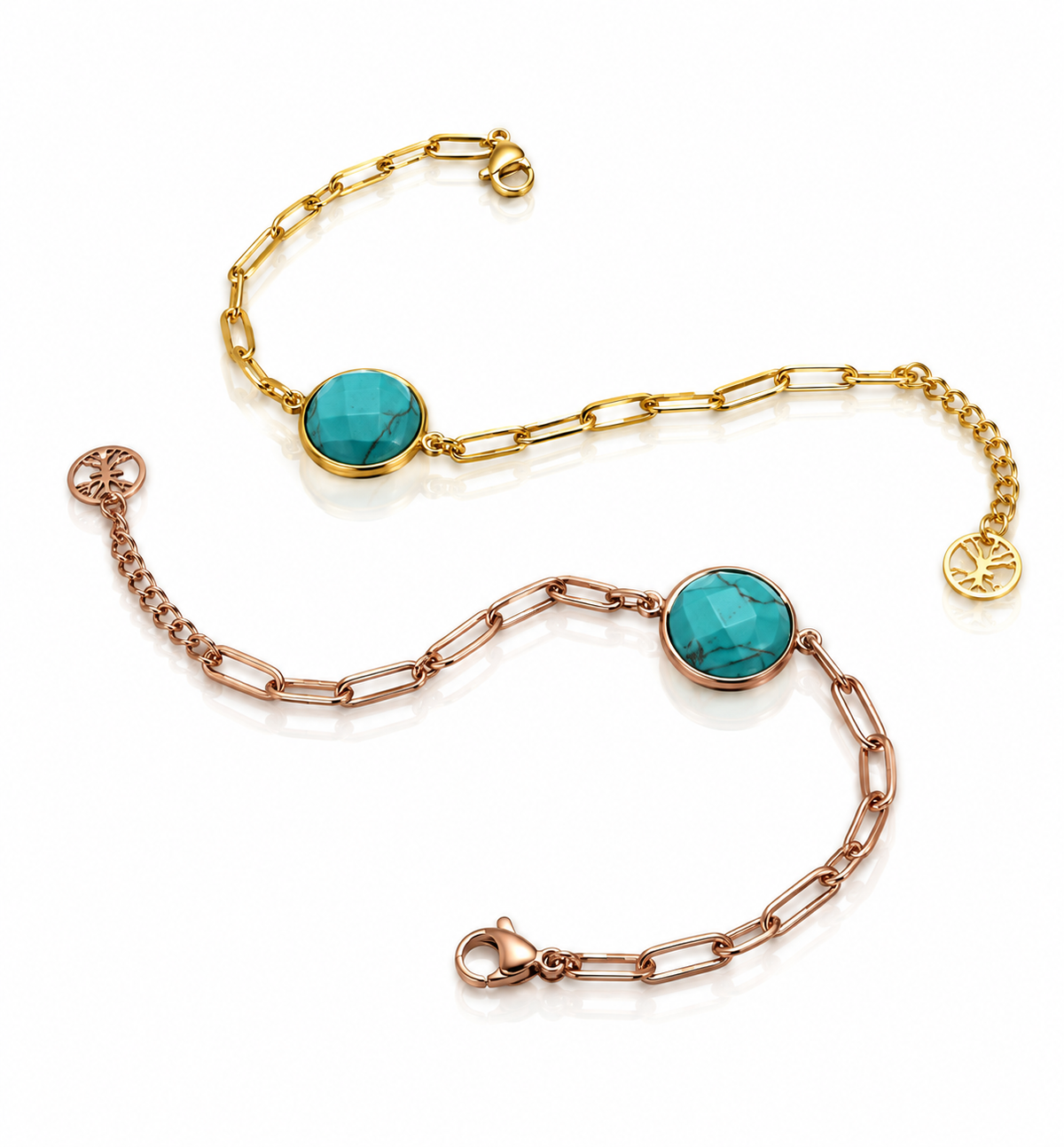 Turquoise Bracelet in gold and rose gold